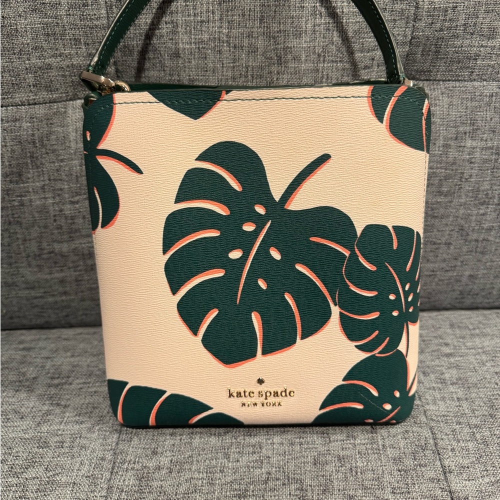 Kate Spade Dark Green and Cream Leaf Mini Bag